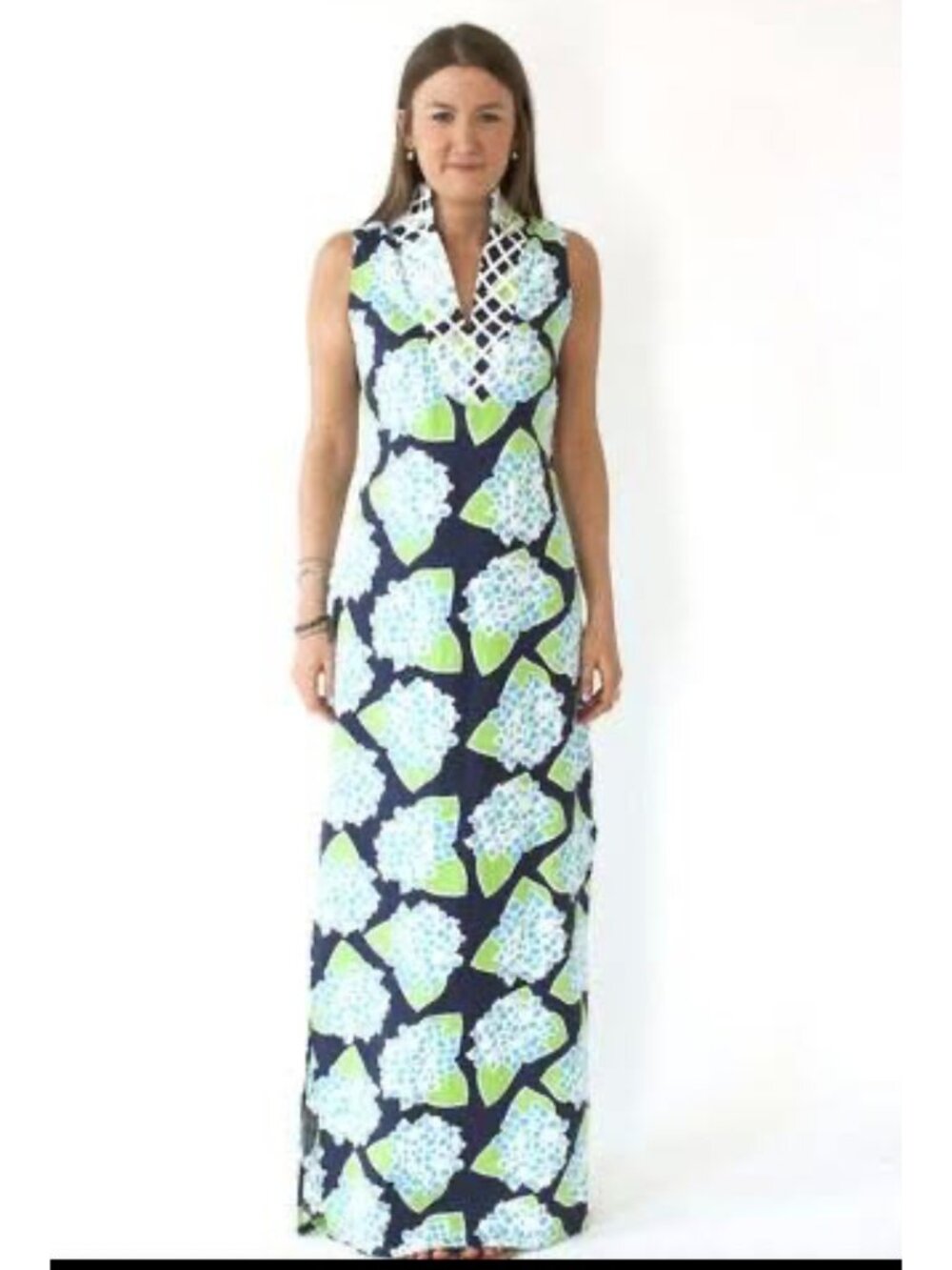 Sail to Sable women’s blue/green maxi linen summer nautical dress xs